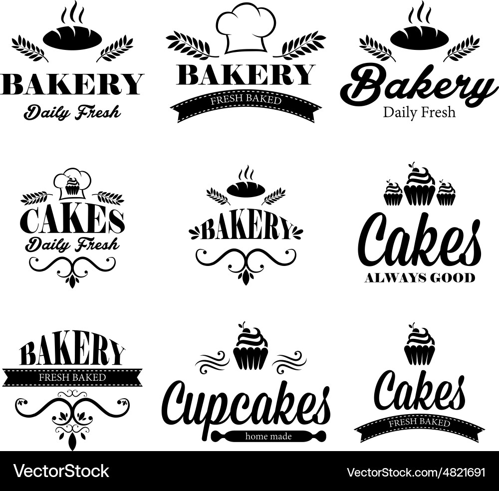 Black Bakery Logo Set Vector Image