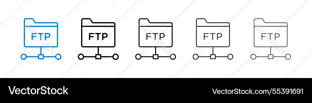Ftp icons in five different stroke sizes Ftp icons in five different stroke sizes vector image