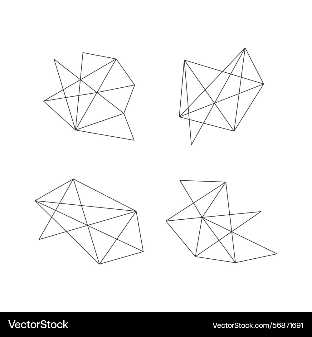 Geometrical triangle mesh line wire frame set Geometrical triangle mesh line wire frame set vector image
