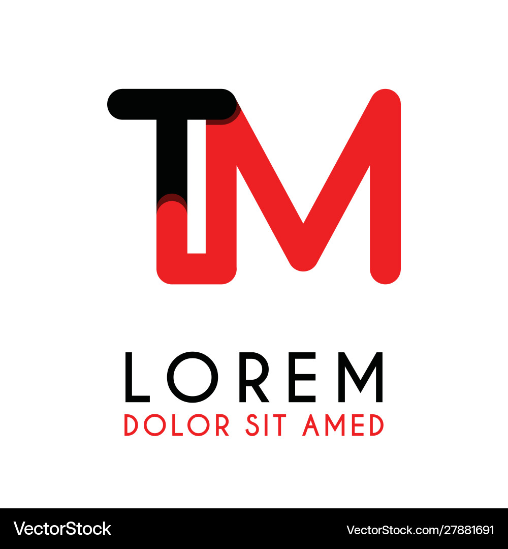 Initial letter tm with red black and has rounded Vector Image