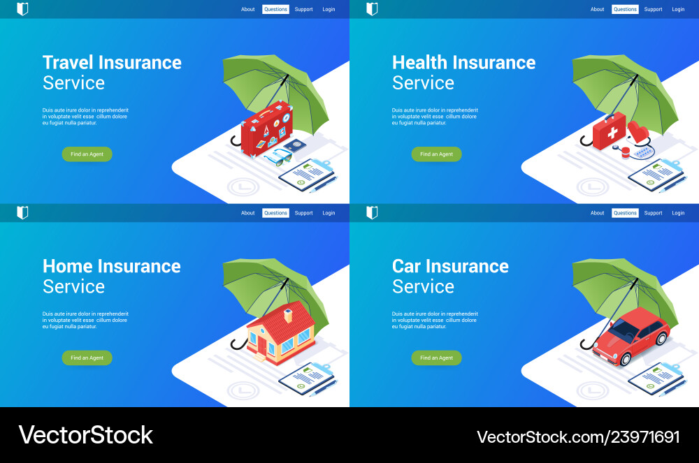 Isometric Insurance Concepts Vector Image