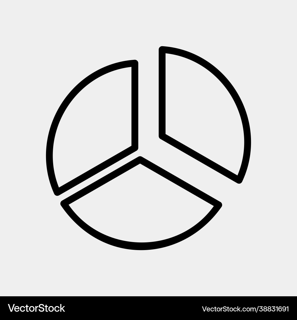 Pie chart icon in line style for any projects Pie chart icon in line style for any projects Vector Image