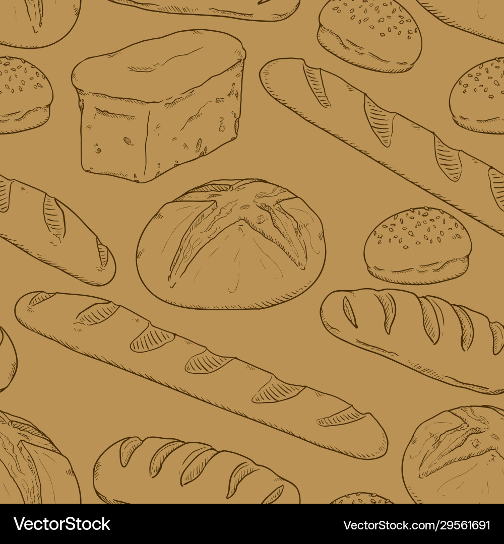 Seamless pattern sketch bread Vector Image