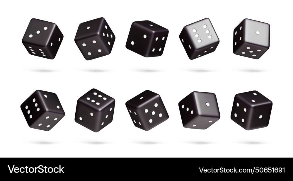 Set of black dice with random numbers white Set of black dice with random numbers white vector image