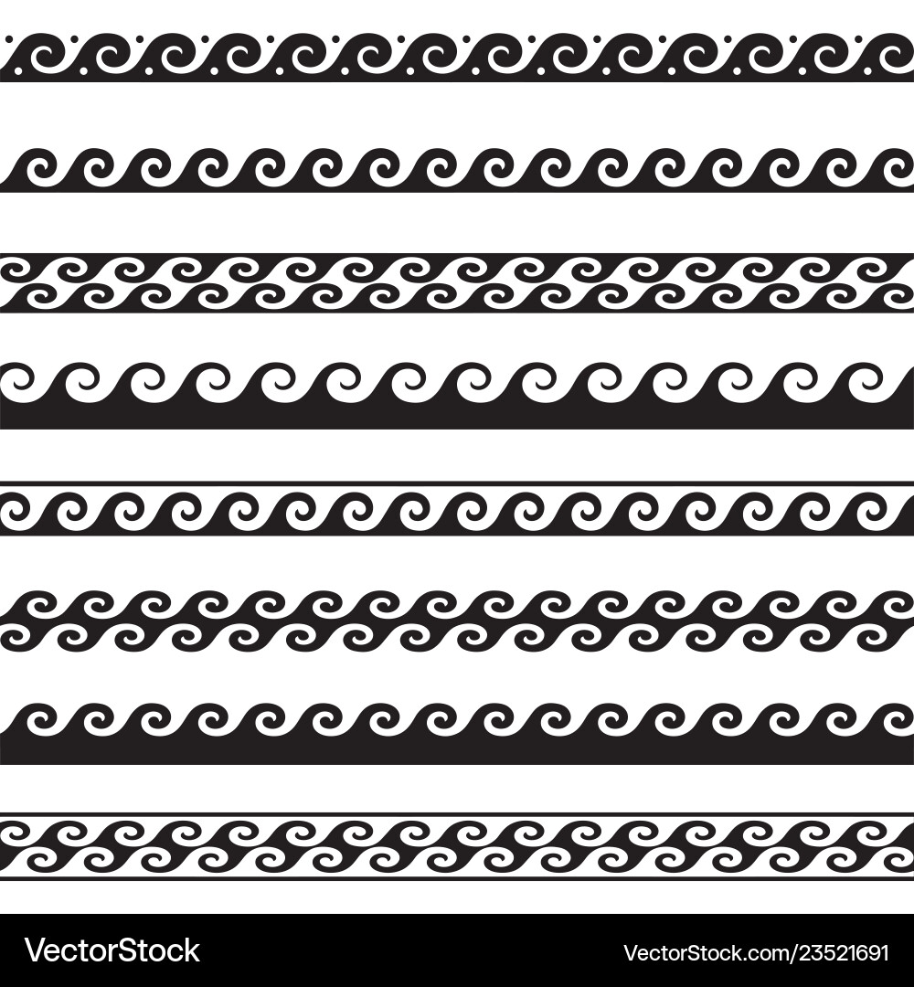 Set of seamless wave borders design elements Set of seamless wave borders design elements vector image