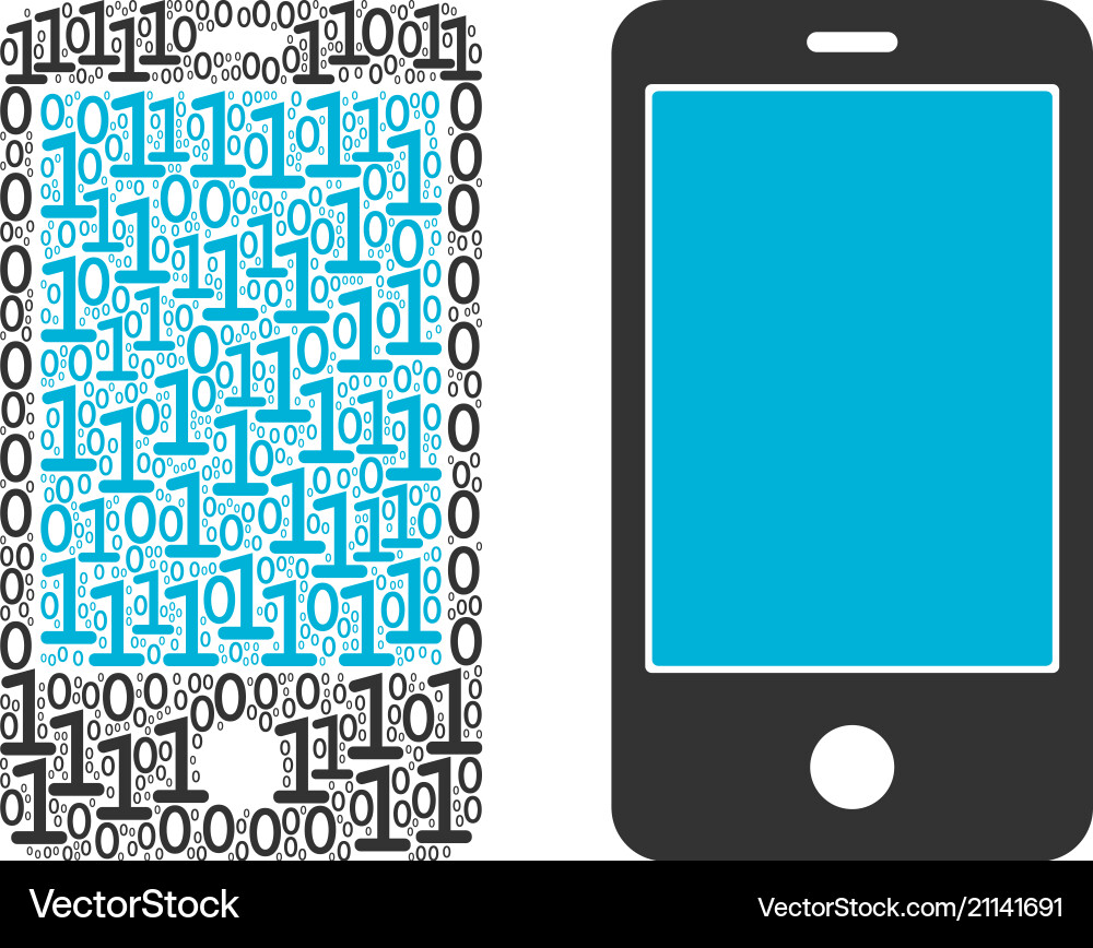 Smartphone mosaic of binary digits Smartphone mosaic of binary digits vector image