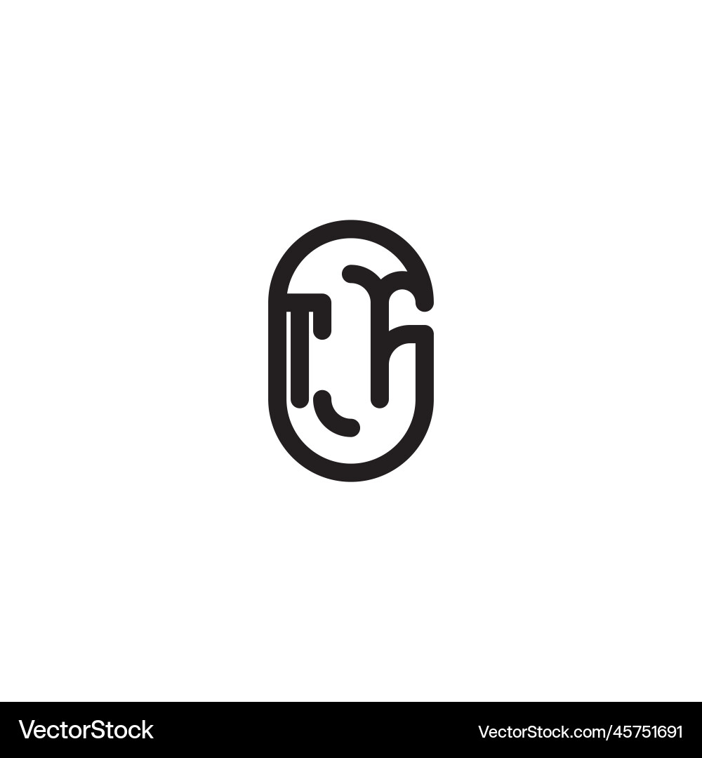 Tf line simple round initial concept with high Vector Image