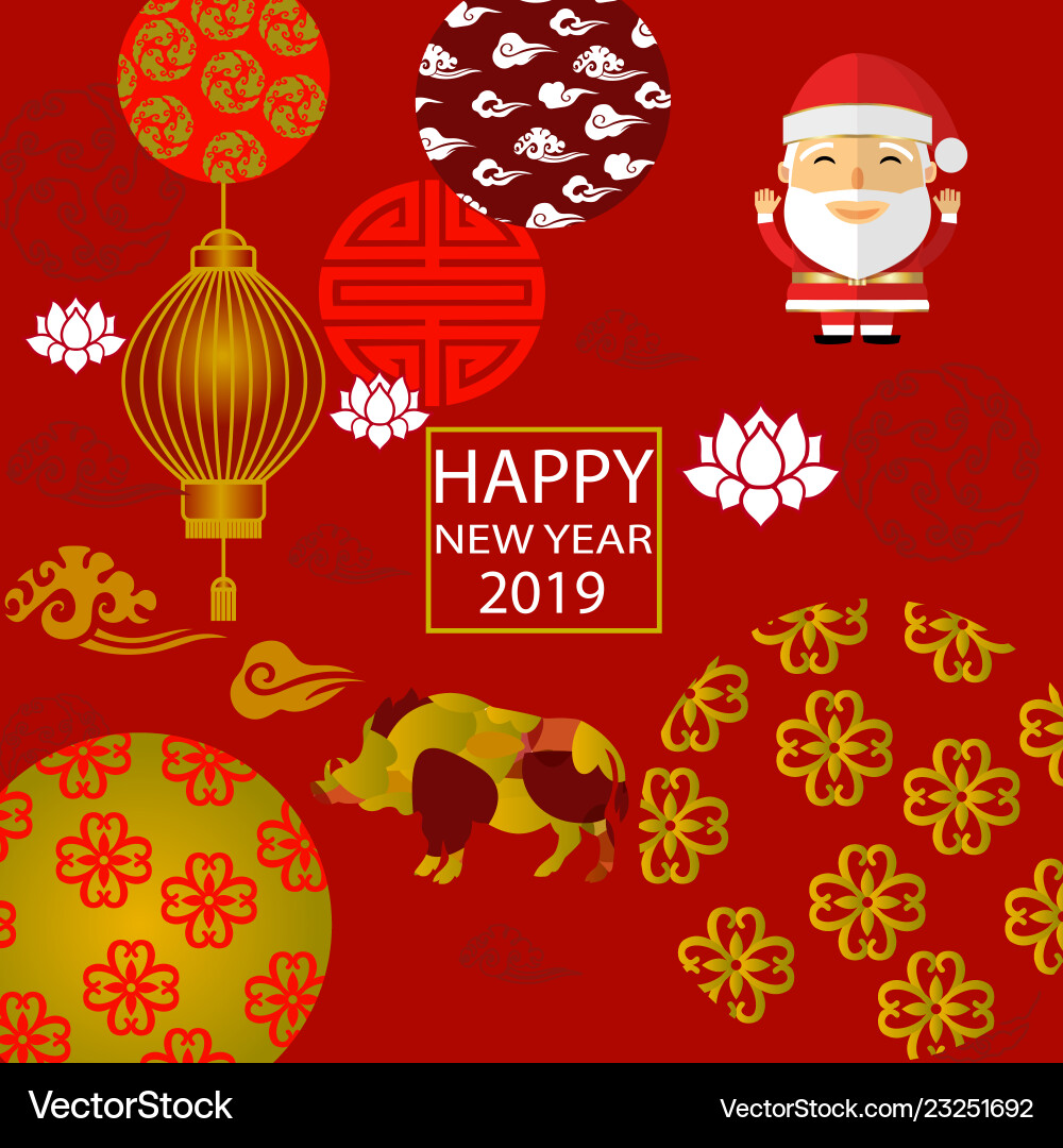 2019 new year santa claus of the boar 2019 new year santa claus of the boar Vector Image