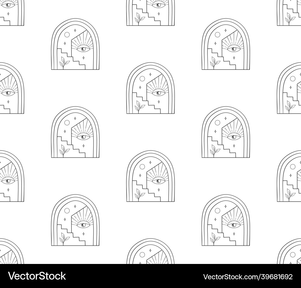 Abstract background seamless pattern eye and moon Vector Image