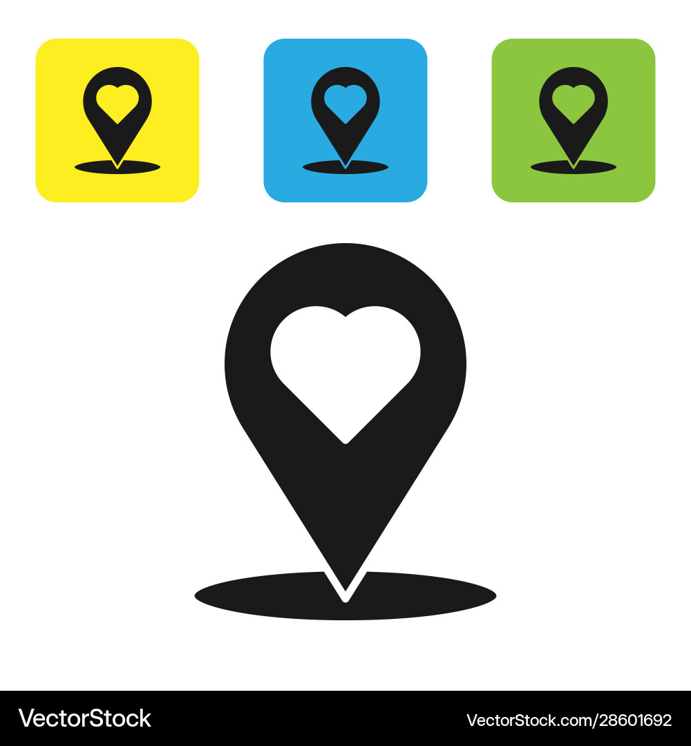 Black map pointer with heart icon isolated Black map pointer with heart icon isolated vector image