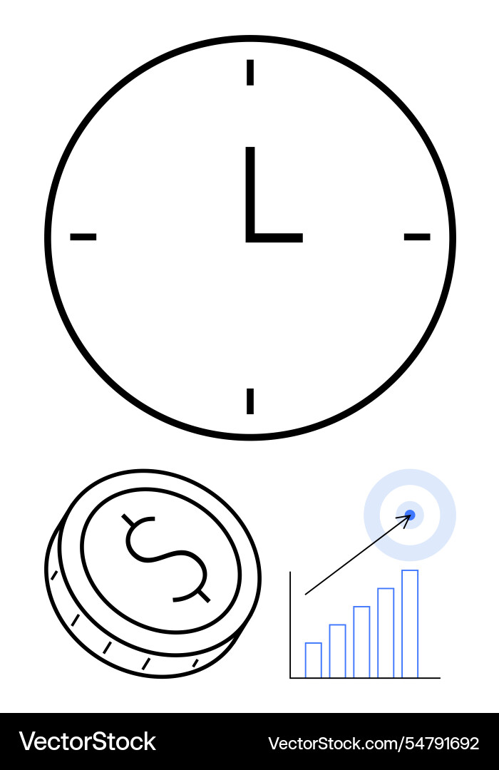 Conceptual design featuring clock dollar coin Conceptual design featuring clock dollar coin vector image