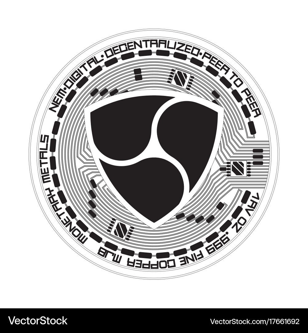 Crypto currency nem black and white symbol – Royalty-Free Vector |  VectorStock