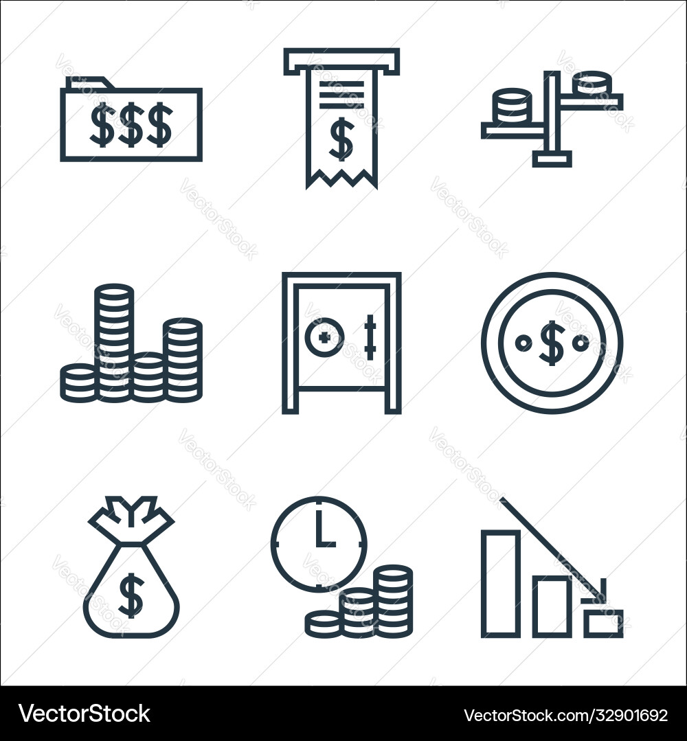 Finance line icons linear set quality vector image