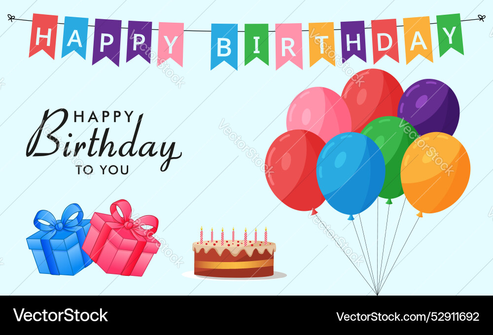 Happy birthday typography with bunch of balloons Happy birthday typography with bunch of balloons vector image