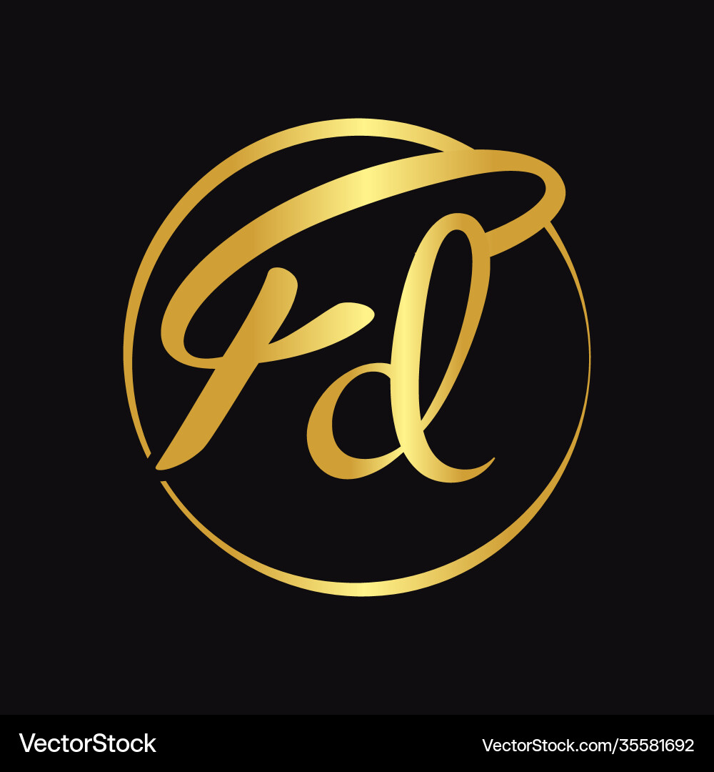 Initial fd script letter type logo design Initial fd script letter type logo design vector image