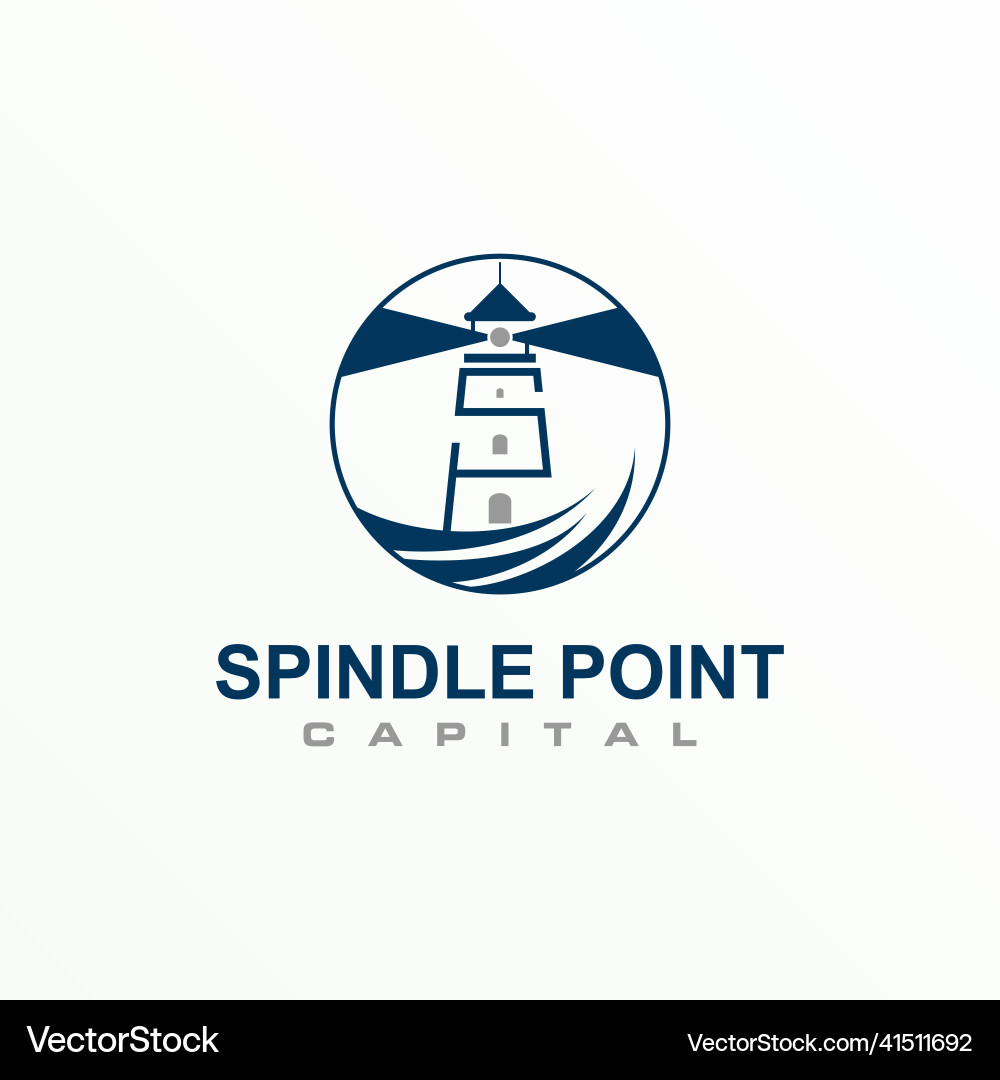 Lighthouse or spindle point with beach wave logt Lighthouse or spindle point with beach wave logt vector image