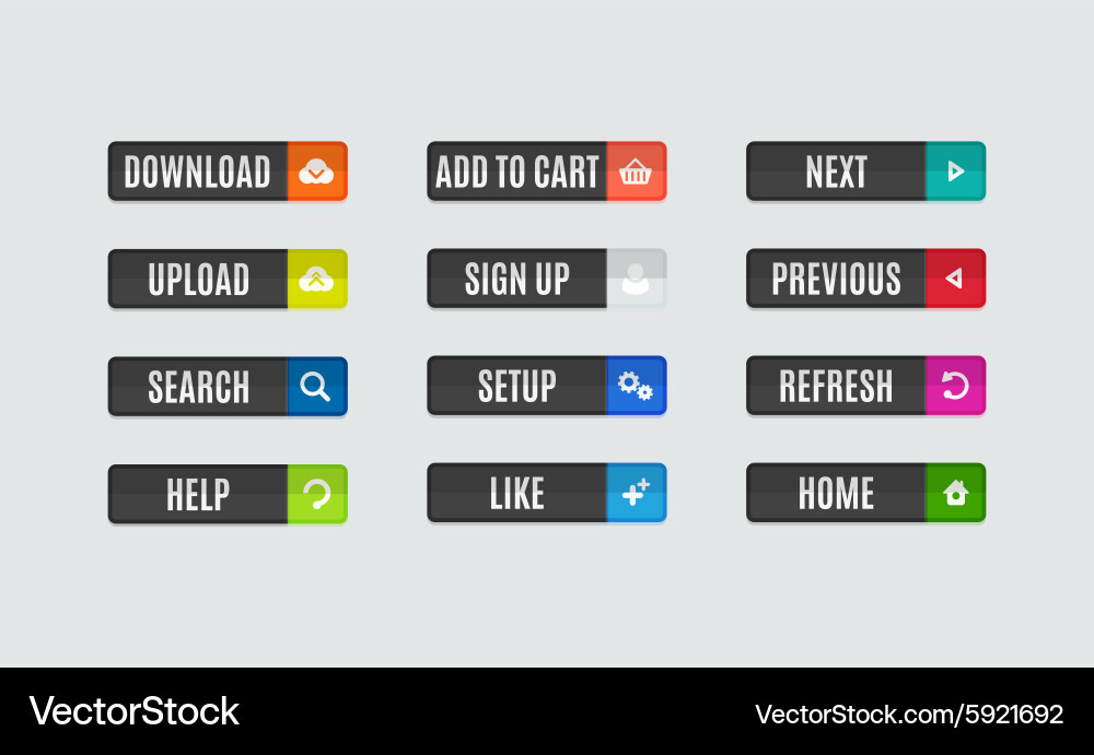 Modern flat design website navigation buttons Vector Image