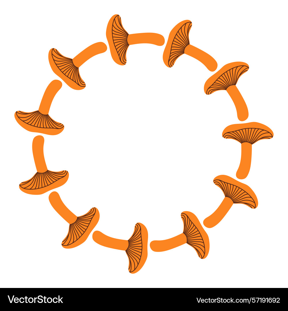 Mushroom circle frame round border made of fall Mushroom circle frame round border made of fall Vector Image