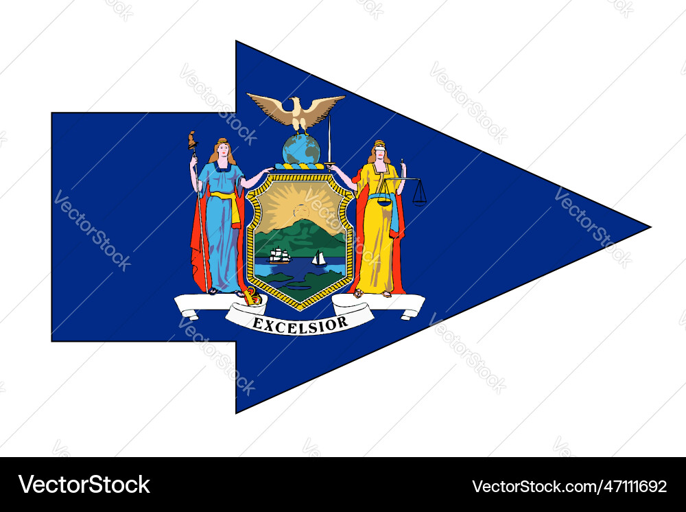 New york state flag arrow pointer vector image