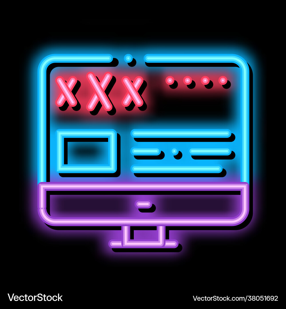 Porn web site neon glow icon Porn web site neon glow icon vector image