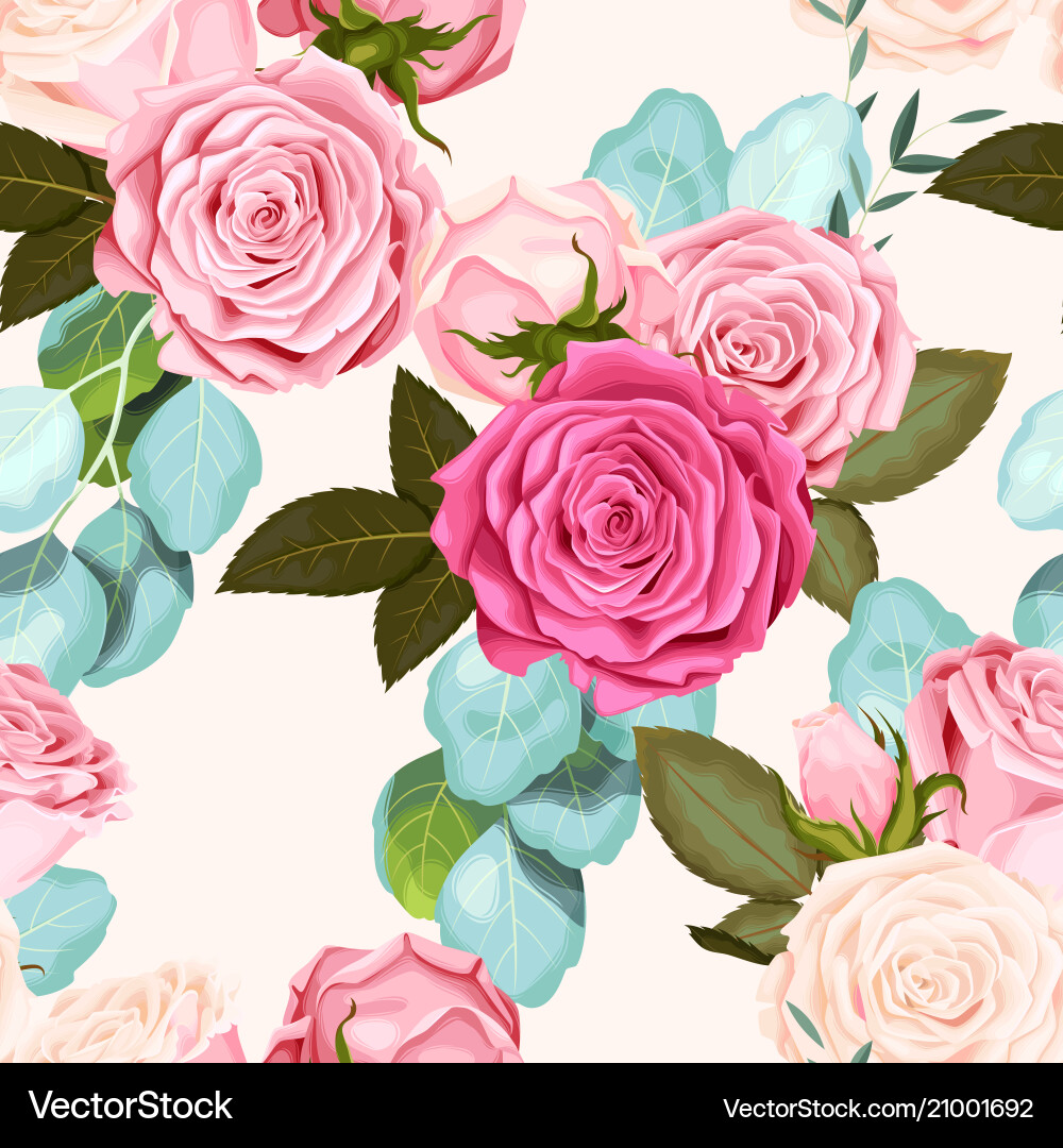 Seamless pattern with roses Royalty Free Vector Image
