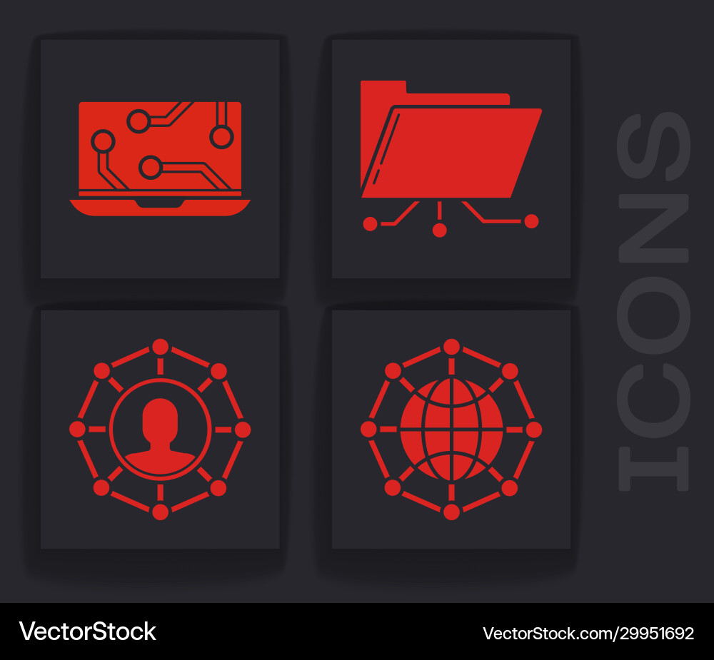 Set global technology or social network laptop Set global technology or social network laptop vector image