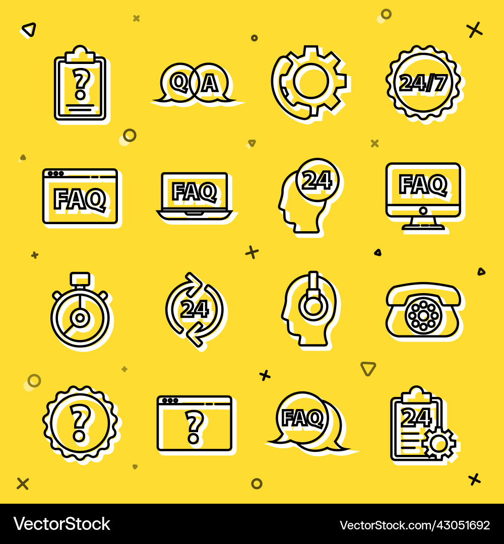 Set line checklist with 24 hours service Set line checklist with 24 hours service vector image