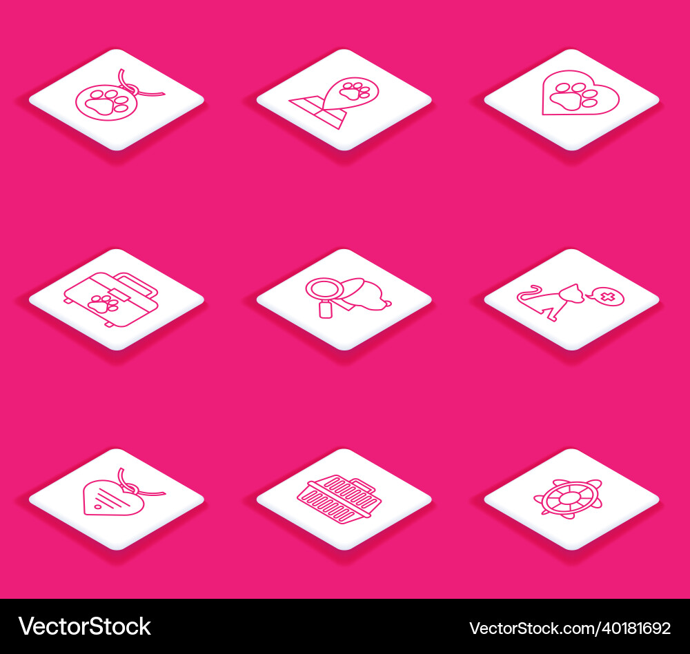 Set line collar with name tag map pointer Set line collar with name tag map pointer vector image