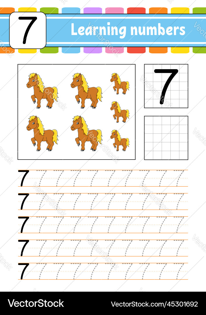 Trace and write numbers handwriting practice Trace and write numbers handwriting practice vector image