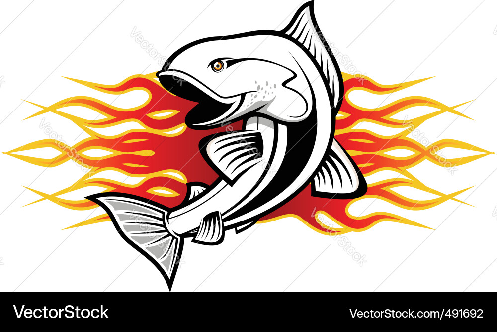 Tribal Flame Fish Tattoo Vector Image