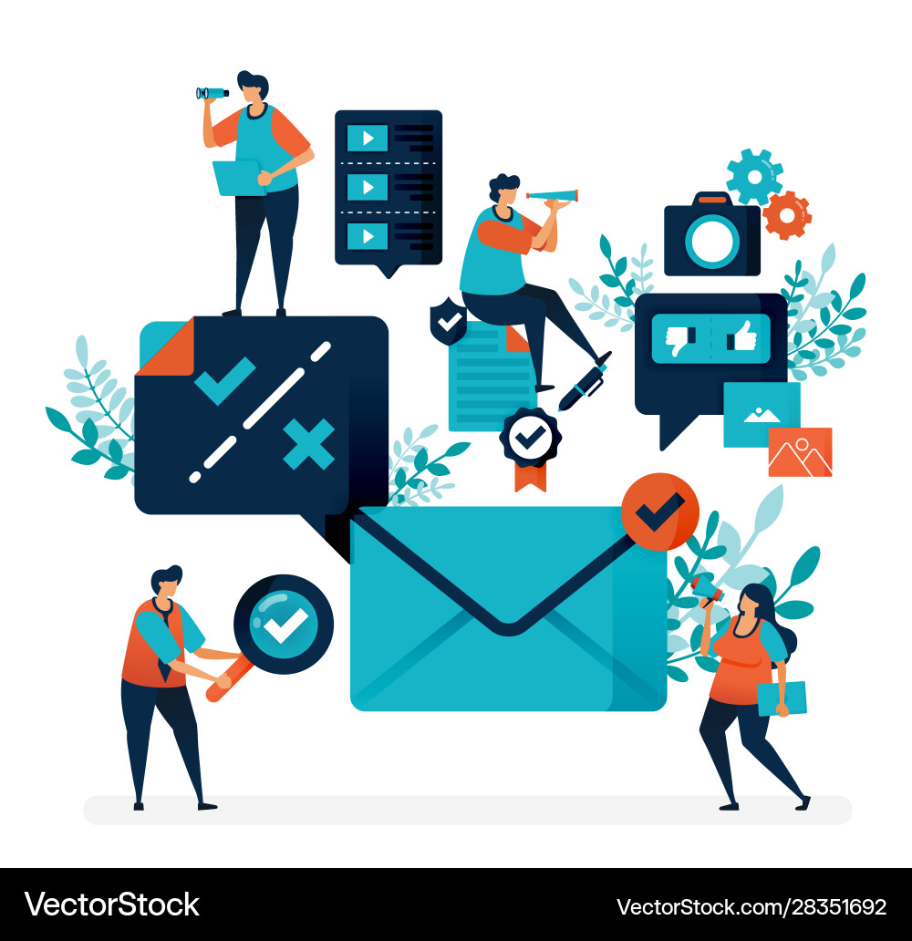 Verification and notification to receive email Verification and notification to receive email Vector Image
