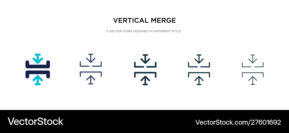 Vertical merge icon in different style two vector image