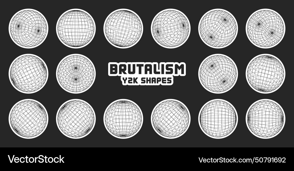 Wireframe shapes lined sphere perspective mesh Wireframe shapes lined sphere perspective mesh vector image