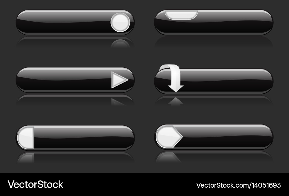 Black buttons with white signs menu interface vector image