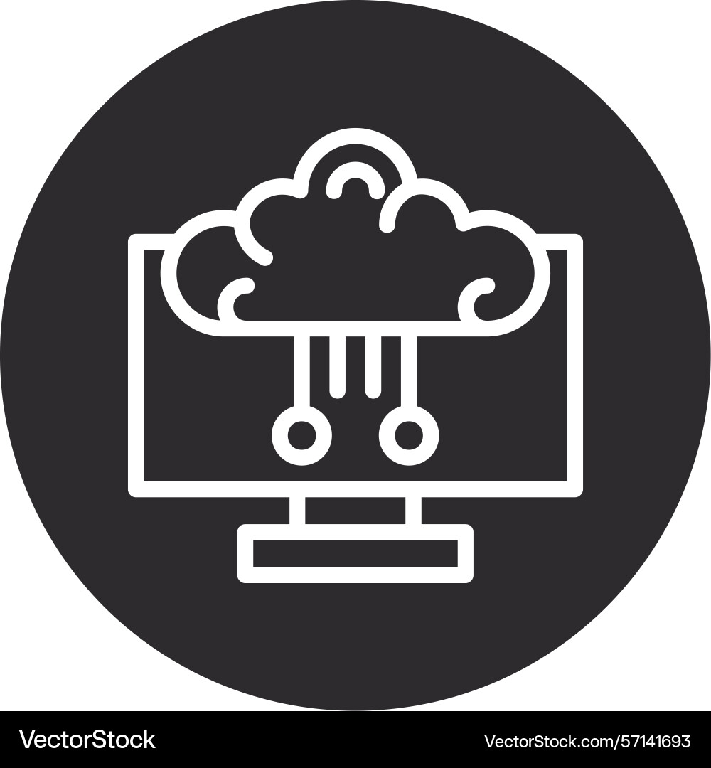 Brain computer interface inverted circle black Vector Image