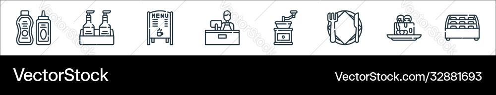 Cafe line icons linear set quality Cafe line icons linear set quality vector image