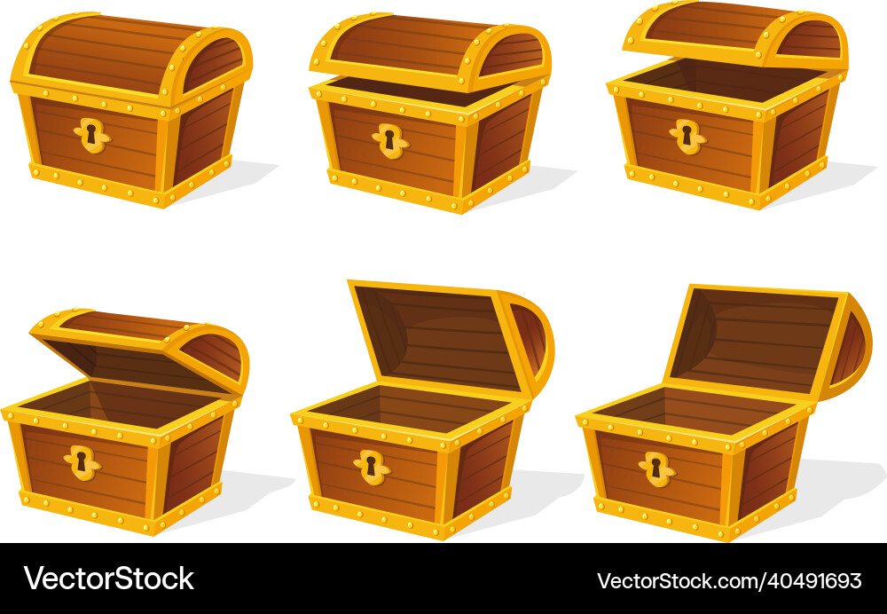 Chest animation empty treasure box open Chest animation empty treasure box open vector image
