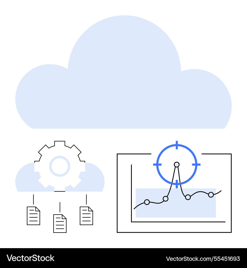 Cloud computing with gear document storage Cloud computing with gear document storage vector image
