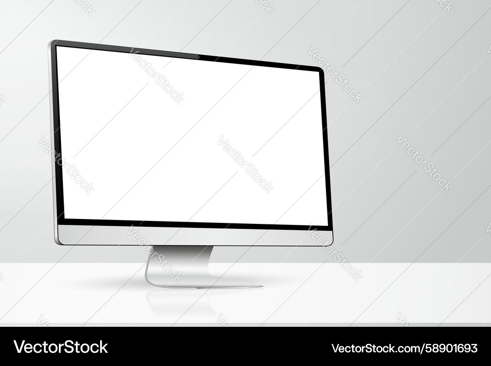 Computer Mockup on White Desk Vector Image