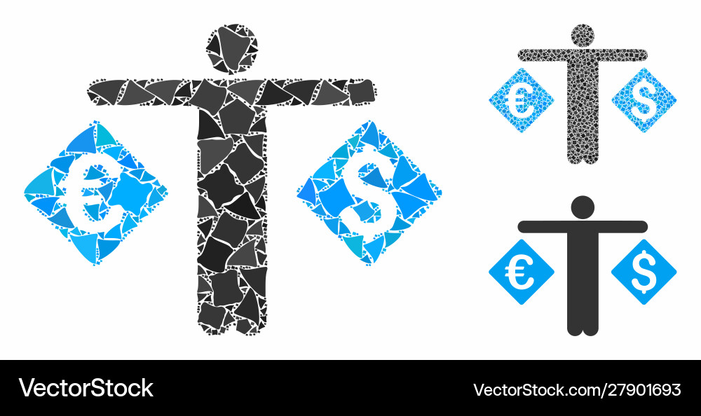 Currency trader mosaic icon raggy parts Currency trader mosaic icon raggy parts vector image
