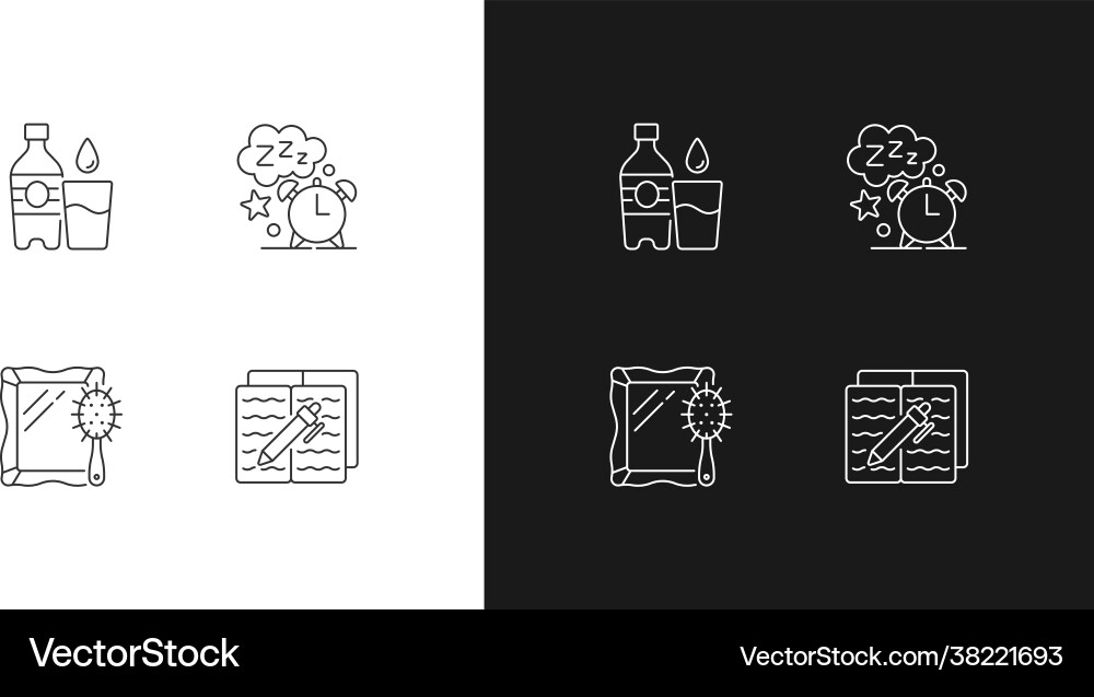 Daily schedule and routine linear icons set Daily schedule and routine linear icons set vector image
