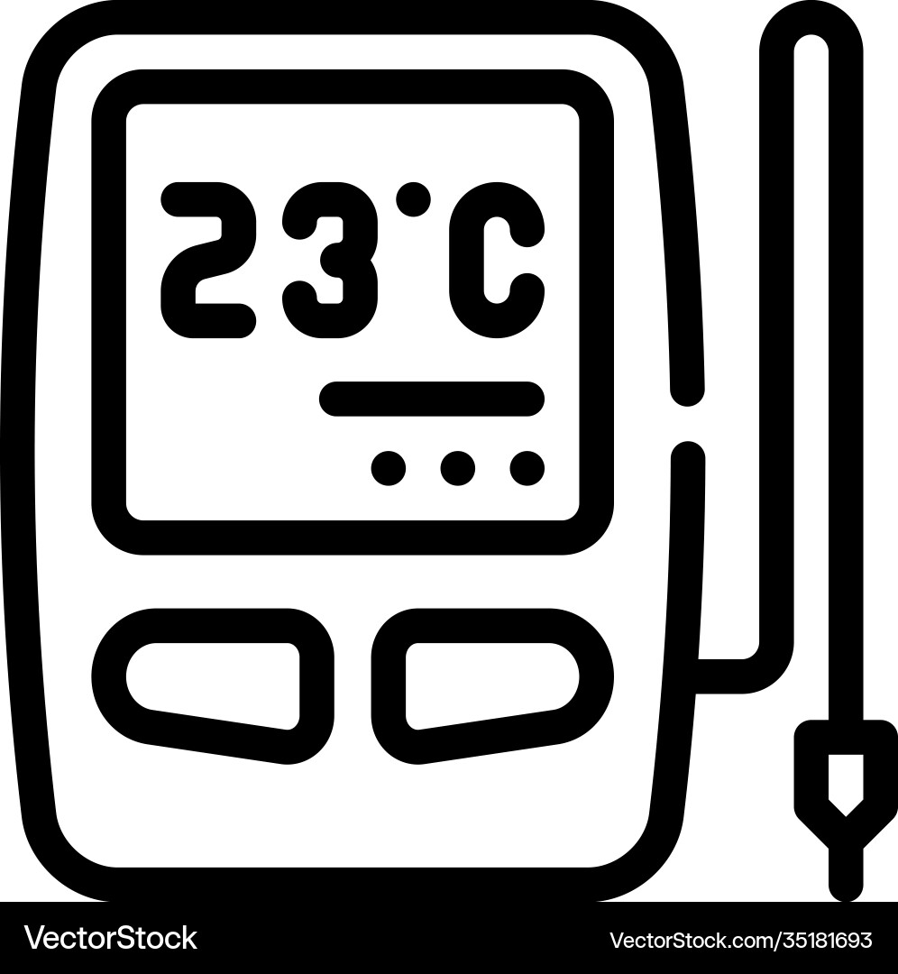 Digital thermometer with sensor line icon vector image