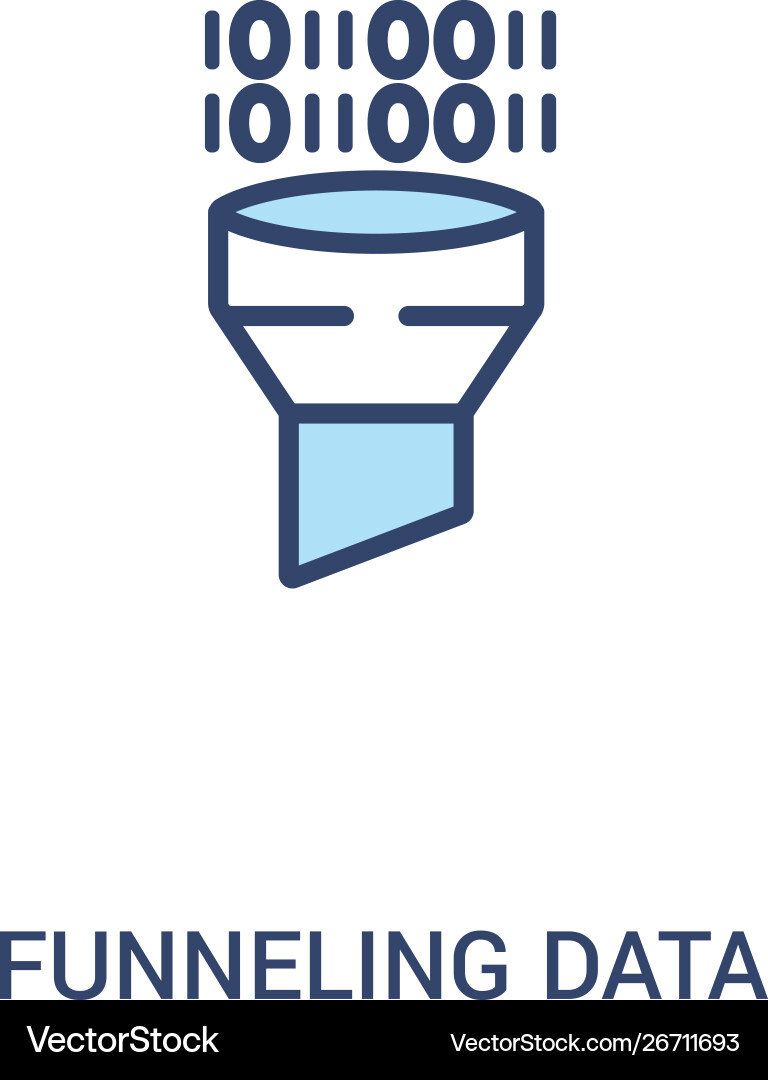 Funneling data concept 2 colored icon simple line Funneling data concept 2 colored icon simple line vector image