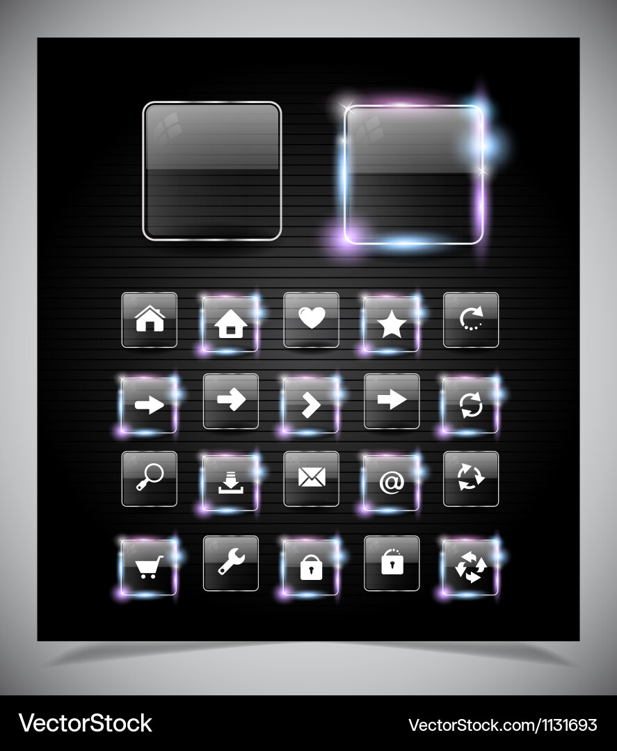 Glass glowing buttons for web vector image