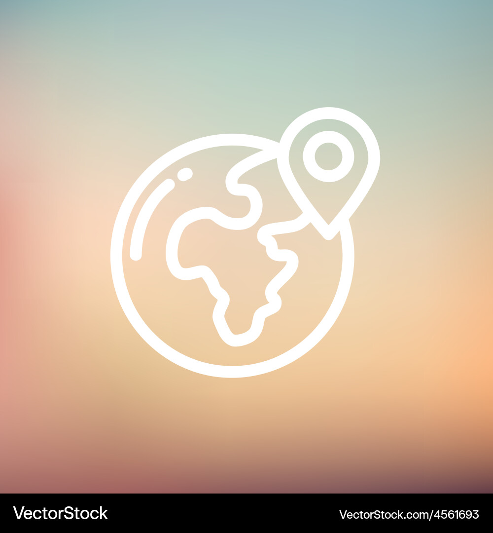 Global with locator thin line icon vector image