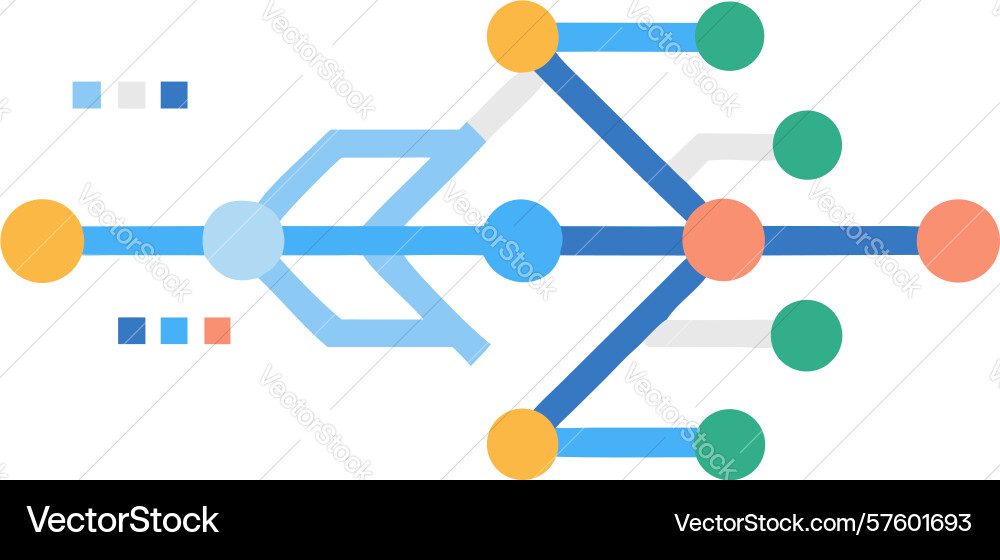 Interconnected network flow digital data transfer vector image
