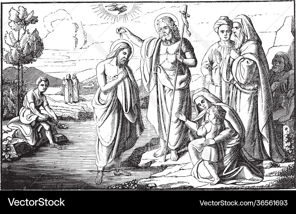 John Baptizing Jesus in the Jordan River vector image