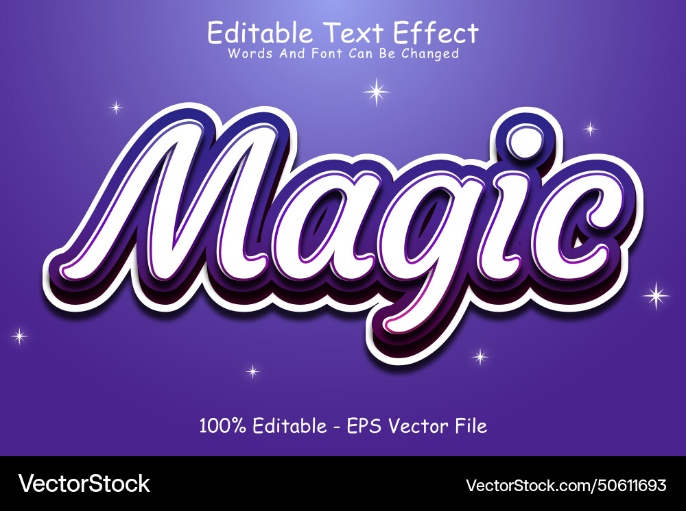 Magic editable text effect 3 dimension emboss vector image