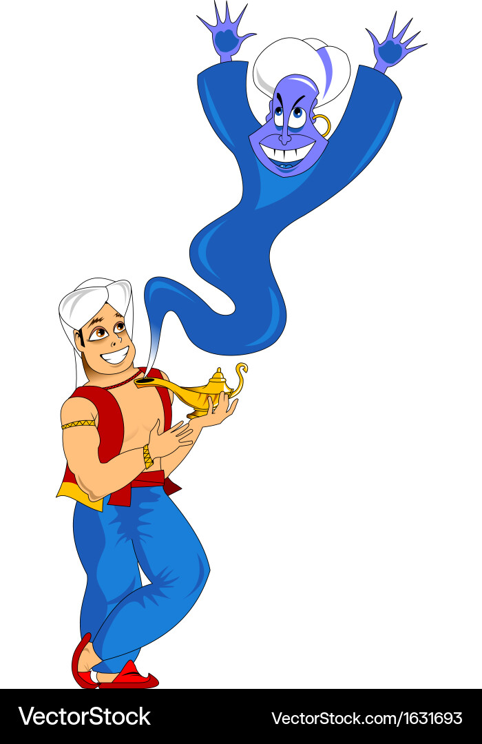 Man with genie Vector Image