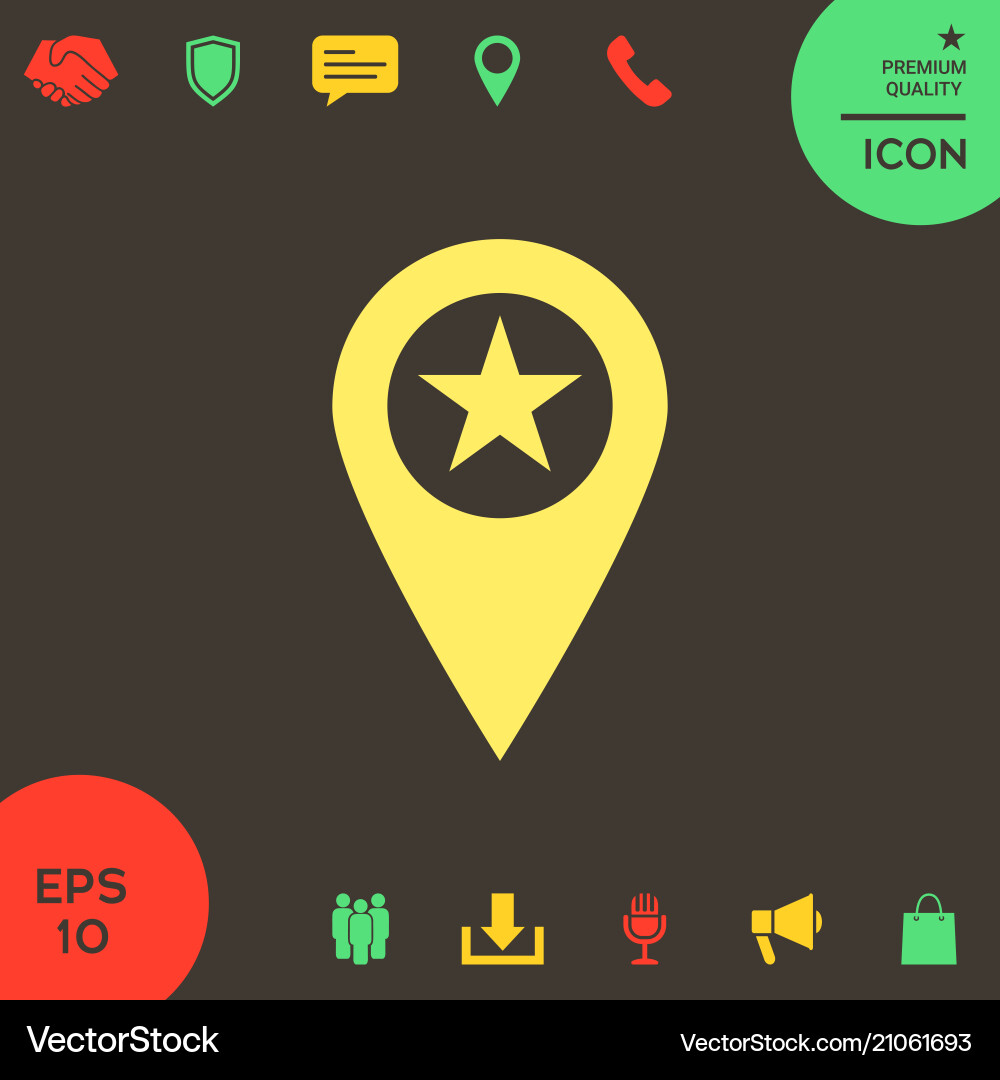 Map pointer with star vector image